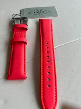 Fossil 18mm wide pink leather watch band.